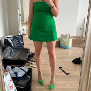 Green strapless skort romper stretch size small